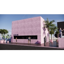  Immersive Architecture in Riyadh, a pop-up design by Studio Königshausen. The Riyadh pop-up for Joe and the Juice embodies the brand's essence with Miami-inspired aesthetics. Our standout feature is a lifeguard tower, combining black and pink hues for a true beach feel.